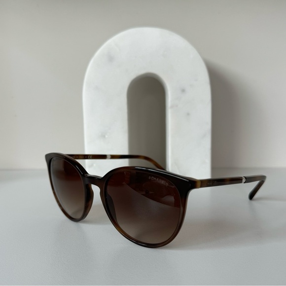 CHANEL | Round Cat Eye Sunglasses | Brown Tortoiseshell with Pearl Accents - Picture 2 of 14